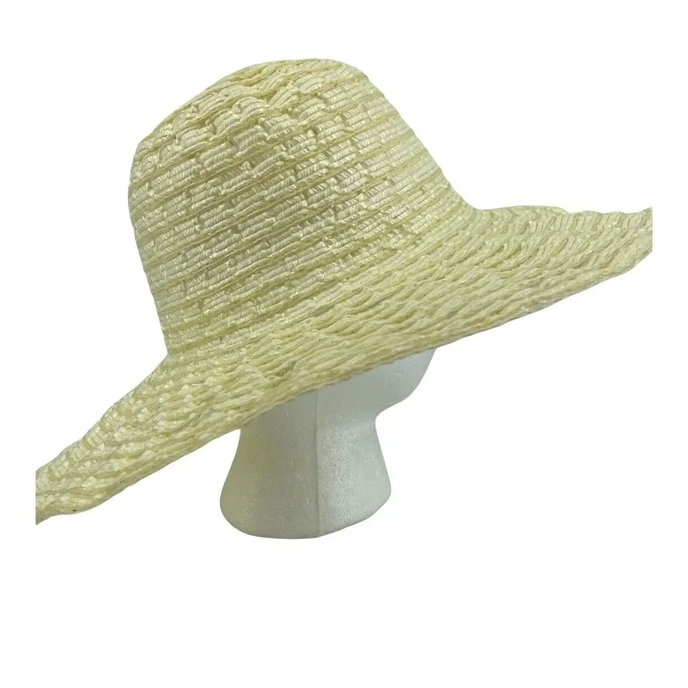 Unbranded Womens Wide Brim‎ Layered Woven Floppy Sun Hat One Size Natural Straw